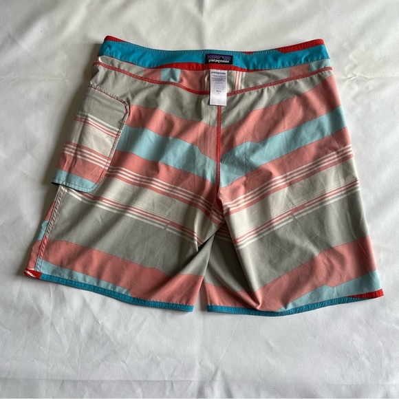 Patagonia Vibrant Red and Teal Board Shorts for Men - Picture 5 of 9